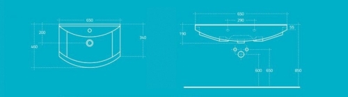Aqualine ZERO 65x46 cm mosdó (6065)