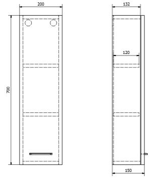 Aqualine felső szekrény tükörhöz 20x70x15 cm jobb (45465)