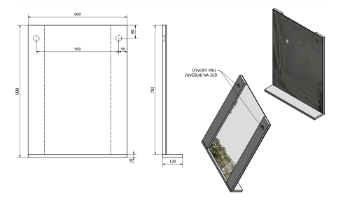 Sapho AQUALINE BETA 60x80 cm tükör polccal, fehér 57397