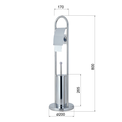 Sapho AQUALINE SAMBA álló WC-kefe és papírtartó, króm SB131