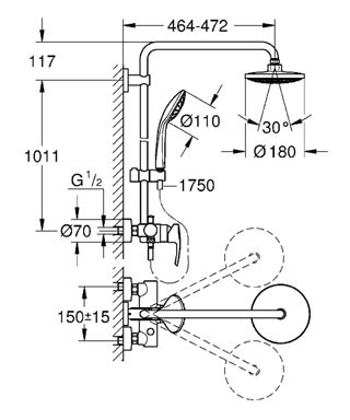 Grohe Euphoria falra szerelhető zuhanyrendszer 27473 000 (27473000)