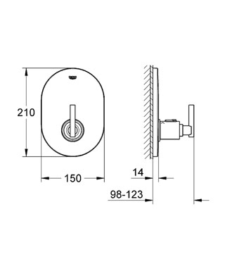 Grohe Atrio falba épített központi termosztát Jota fogantyúval 19396 000 (19396000)