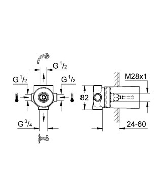 Grohe 4-utas irányváltószelep falba építhető test 29707 000 (29707000)