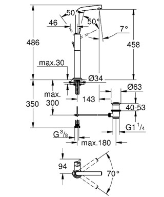 Grohe Atrio egykaros magasított mosdócsaptelep 32130 001 (32130001)