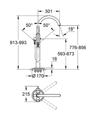 Grohe Atrio OHM egykaros kádcsaptelep szabadonálló kádhoz 32653 002 (32653002)