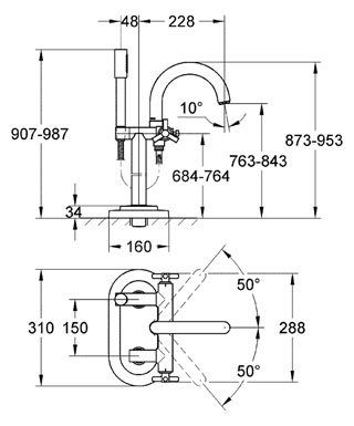 Grohe Atrio kádcsaptelep szabadonálló kádhoz Y fogantyúval 25044 000 (25044000)