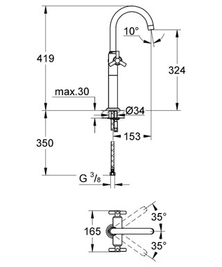 Grohe Atrio egykaros magasított mosdócsaptelep 21044 000 (21044000)