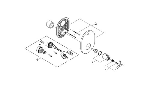 Grohe Atrio falba épített központi termosztát Y fogantyúval 19392 000 (19392000)