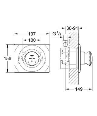 Grohe Contromix Surf önelzáró, keverős zuhanycsaptelep 36121 000 (36121000)