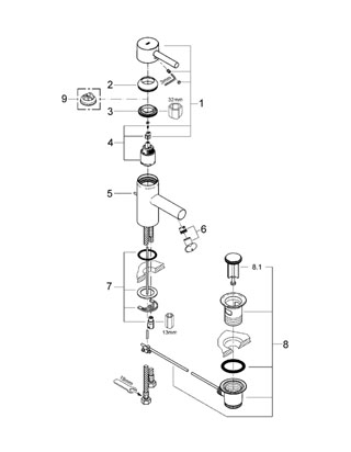 Grohe Essence egykaros mosdócsaptelep EcoJoy 33562 00E (3356200E)