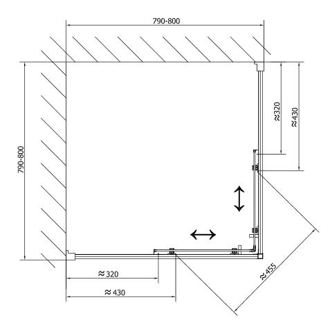 Polysan EASY LINE 80x80 cm-es szögletes zuhanykabin (EL5215)