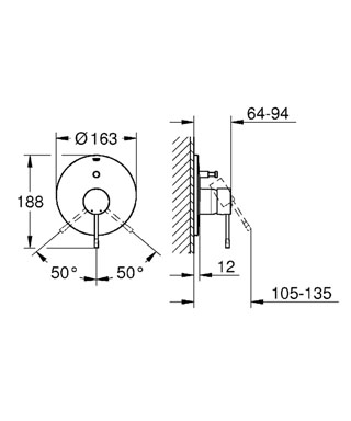 Grohe Essence New egykaros falba épített kádcsaptelep 19285 001 (19285001)
