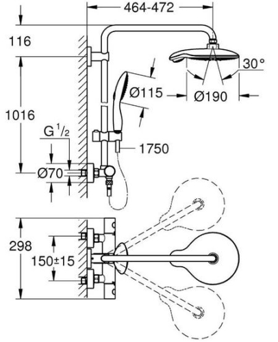 Grohe Euphoria Power & Soul System 190 zuhanyrendszer 26186 000 (26186000)