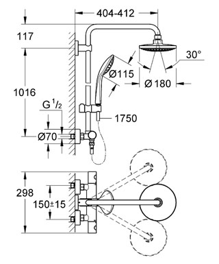 Grohe Euphoria falra szerelhető zuhanyrendszer termosztatikus csapteleppel 27420 001 (27420001)