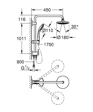 Grohe Euphoria falra szerelhető zuhanyváltós zuhanyrendszer 27421 001 (27421001)