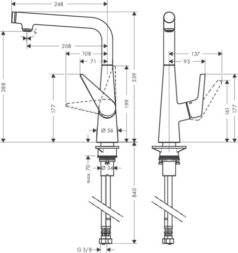 Hansgrohe Talis Select S egykaros konyhai csaptelep 300, króm 72820 000 (72820000)