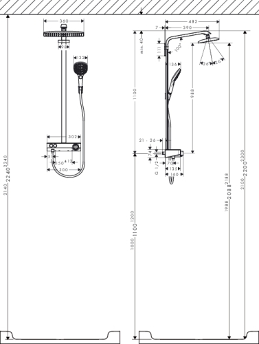 Hansgrohe Raindance Select E 360 ST Showerpipe, fehér/króm 27288 400 (27288400)