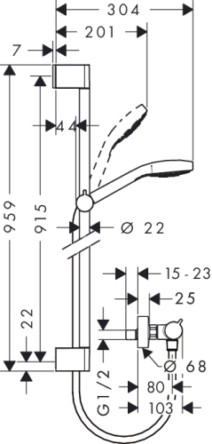 Hansgrohe Croma Select S Vario combiszett 0,90m fehér/króm 27014 400 (27014400)