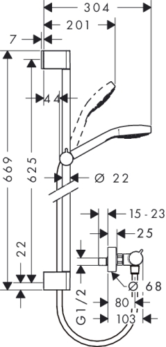 Hansgrohe Croma Select S Vario combiszett 0,65m fehér/króm 27013 400 (27013400)
