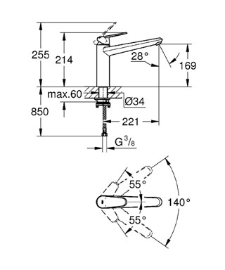 Grohe Eurodisc Cosmopolitan egykaros mosogató csaptelep 33312 002 (33312002)