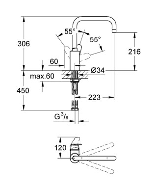 Grohe Eurodisc Cosmopolitan egykaros mosogató csaptelep 32259 002 (32259002)