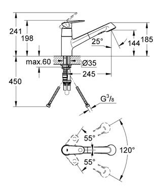 Grohe Europlus egykaros mosogató csaptelep kihúzható fejjel 32942 002 (32942002)