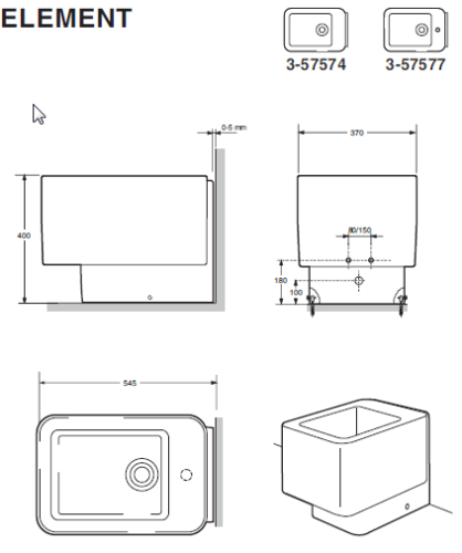 Roca Element Álló bidé, csaplyuk nélkül 7357574000