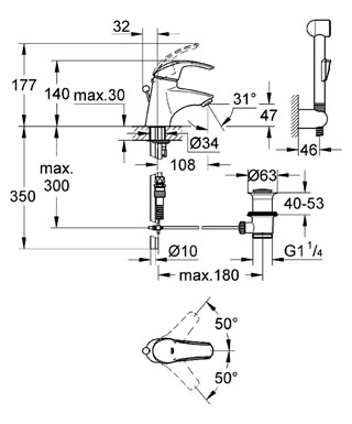 Grohe Eurosmart Hygienica egykaros mosdócsaptelep 33446 001 (33446001)