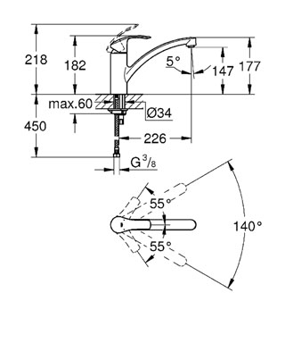 Grohe Eurosmart egykaros mosogató csaptelep 33281 002 (33281002) 2015-ös modell