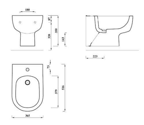Aqualine MODIS fali bidet 51 x 35,6 cm (MD003)