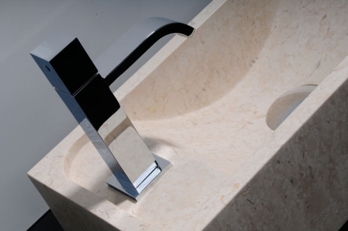 Sapho BLOK 6 mosdó 40x22x12 cm, matt bézs, Travertin (2401-09)