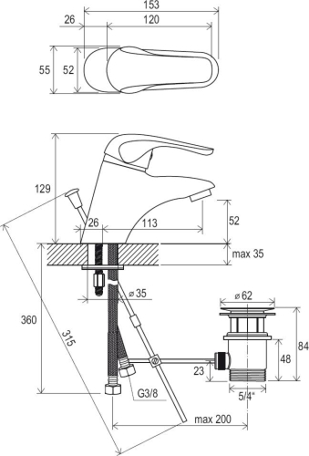 Ravak Rosa álló mosdócsaptelep leeresztővel RS 011.00 (X070010)