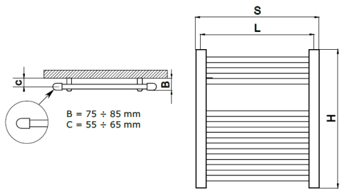Radeco Dora AD3-265/P D profilos egyenes típusú törölközőszárítós csőradiátor (300 W, fehér, 870x315 mm)
