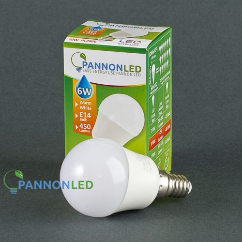 Pannonled LED lámpa E14 Gömb 6Watt SMD 230° WW Meleg fehér, 2066