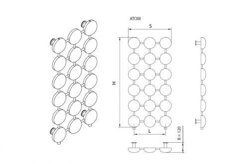 Radeco ATOM design fűrdőszobai csőradiátor (590 W, 520x1100 mm)
