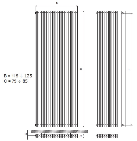 Radeco Bora 5 design fűrdőszobai radiátor (760 W, króm, 600x330 mm)