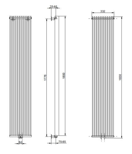 Radeco Bora 5 design fűrdőszobai radiátor (760 W, króm, 600x330 mm)