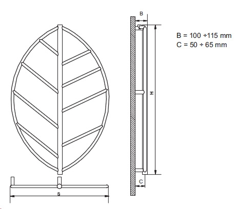 Radeco HOJA design fűrdőszobai csőradiátor (380 W, színes, 1100x750 mm)