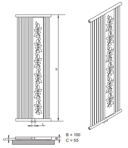 Radeco LEA KOLOR design fűrdőszobai csőradiátor (680 W, színes, 1685x565 mm)