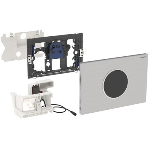 Geberit érintésmentes WC-öblítő vezérlés, hálózati, Sigma10 design szálcsiszolt / fényes króm / szálcsiszolt rozsdamentes acél 115.906.SN.1