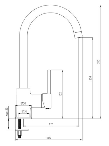 Deante Milin álló mosogató csaptelep, BEU O62M (K)