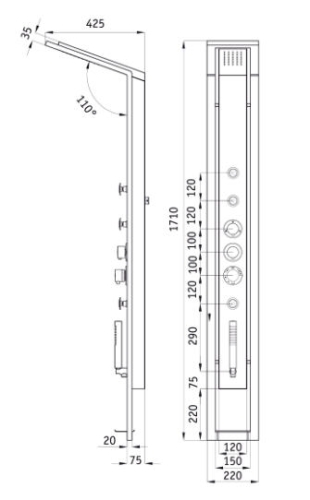 Deante Jaguar Industrio zuhanypanel NQI 351T