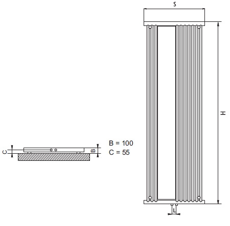 Radeco REY CHROM design fűrdőszobai csőradiátor (680 W, króm, 1685x565 mm)