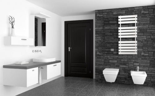 Radeco Bari A1-450/B O profilos egyenes törölközőszárítós csőradiátor (370 W, fehér, 410x550 mm)