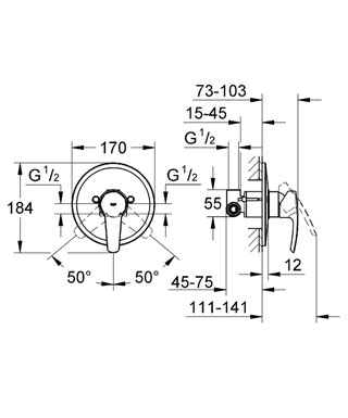 Grohe Eurostyle egykaros zuhanycsaptelep falon belüli testtel 33635 001 (33635001)