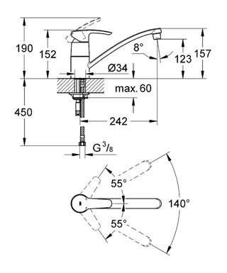 Grohe Eurostyle egykaros mosogató csaptelep 1/2