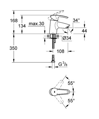 Grohe Eurostyle egykaros mosdócsaptelep sima testtel 32468 001 (32468001)