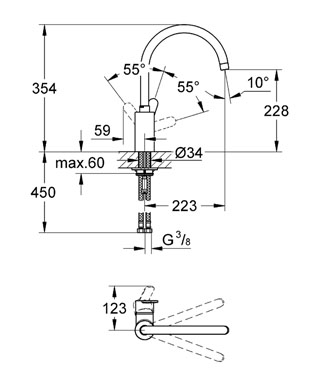 Grohe Eurostyle Cosmopolitan egykaros mosogató csaptelep 33975 002 (33975002)