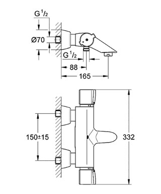 Grohe Grohtherm 2000 Special termosztátos kádcsaptelep, 1/2