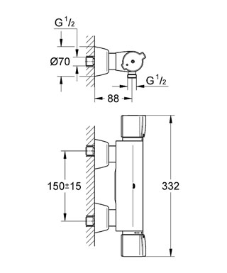 Grohe Grohtherm 2000 Special termosztátos zuhanycsaptelep 34205 000 (34205000)
